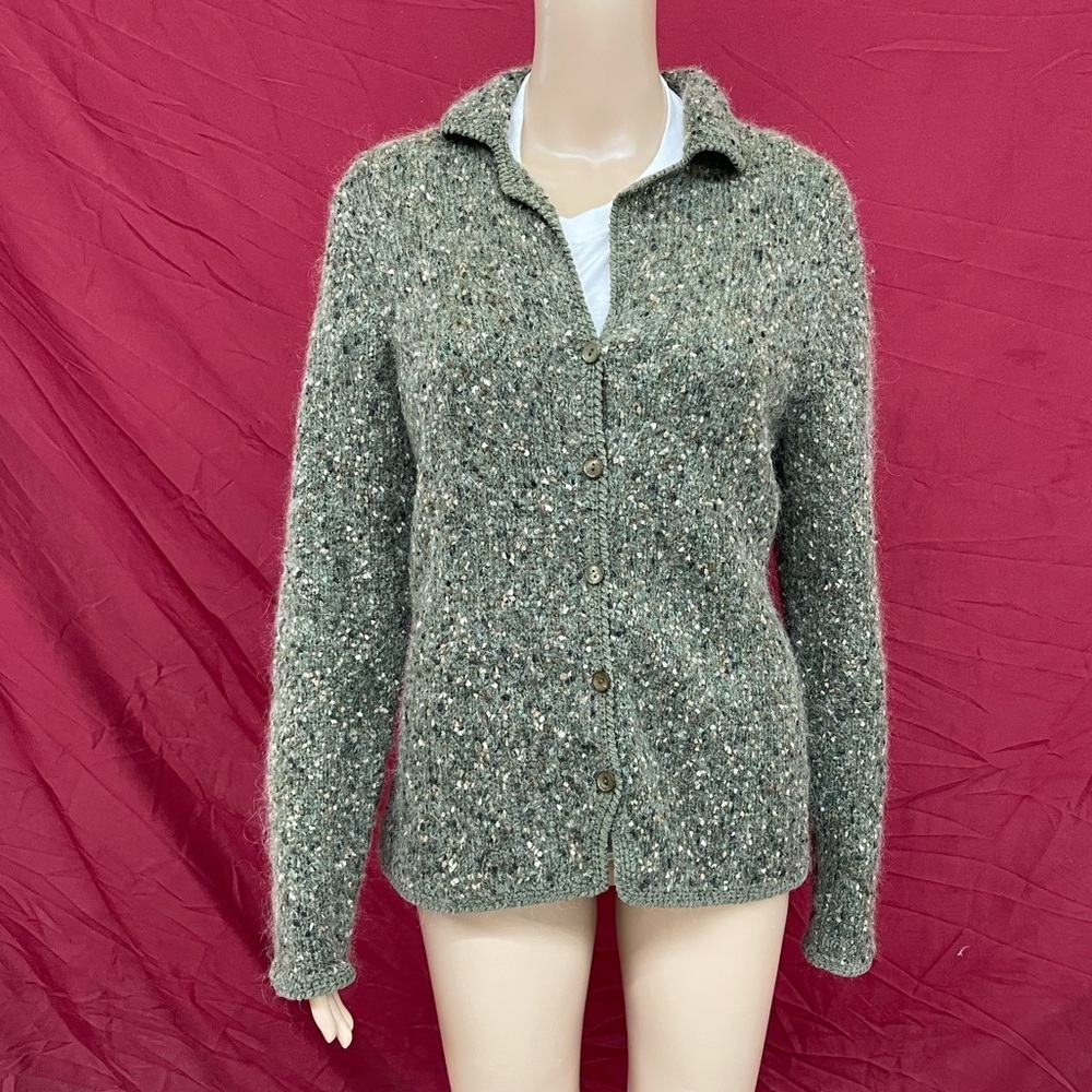 Christopher & Banks Hand Crochet Mohair Wool Blend Cardigan Size Medium